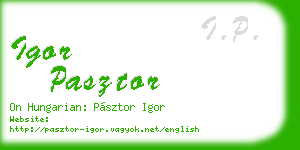 igor pasztor business card